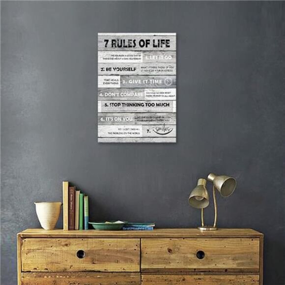 Inspirational Wall Art Motivational Quotes 7 Rules of Life Canvas Prints Wooden - Picture 3 of 6